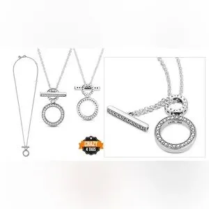 Pandora Jewelry Pandora Double Hoop Tbar Necklace 75 Inch